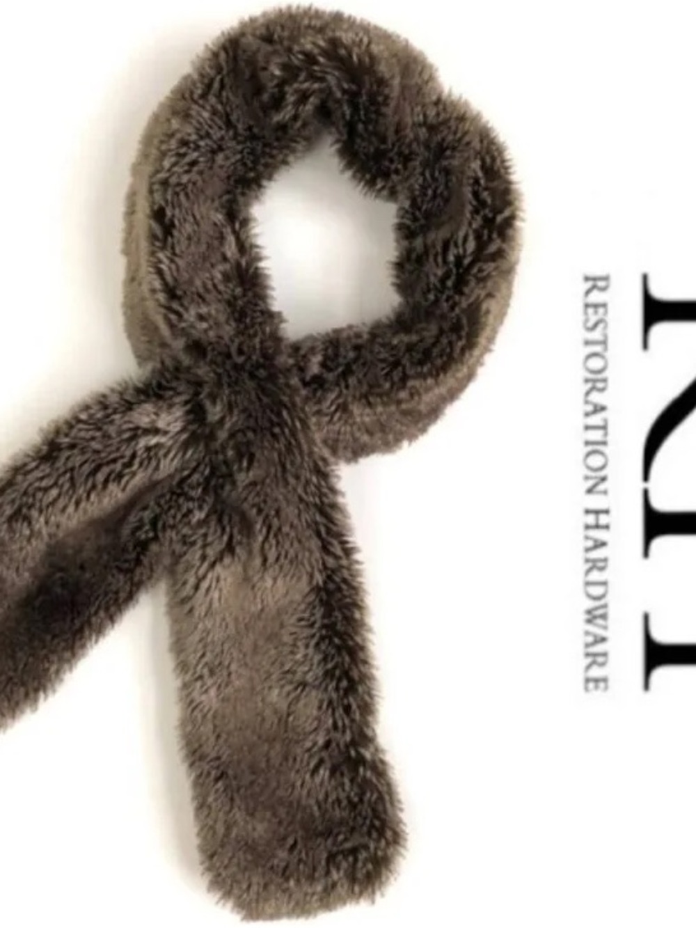 Restoration Hardware Plush Faux Fur Scarf - Taupe Brown